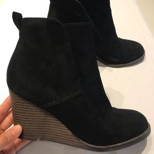 Black suede heeled booties